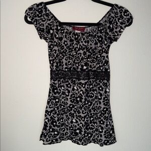 Vintage Tyte Jeans Whimsigoth Fairy Grunge Patterned Lace Off Shoulder Blouse